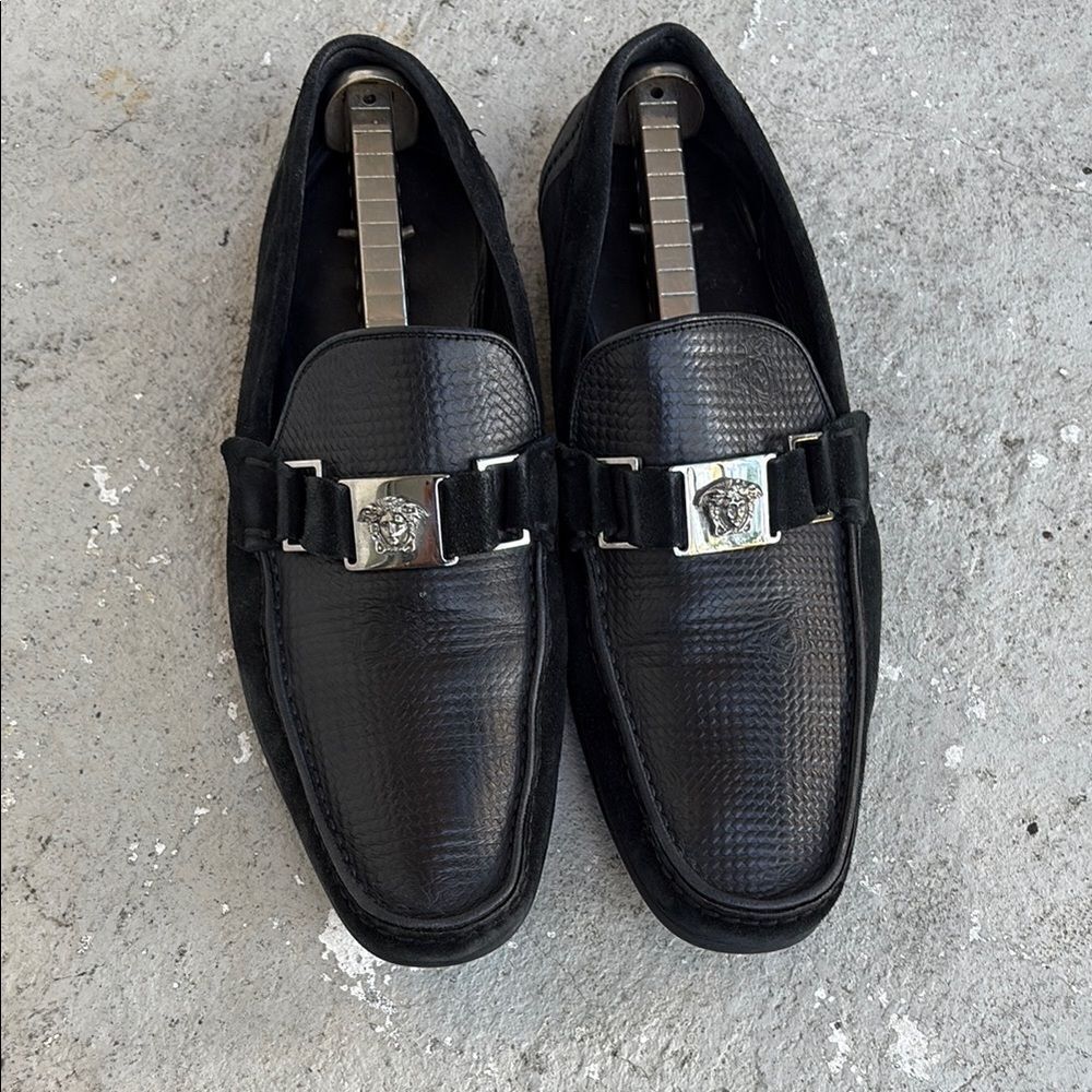 Versace leather n suede slip on